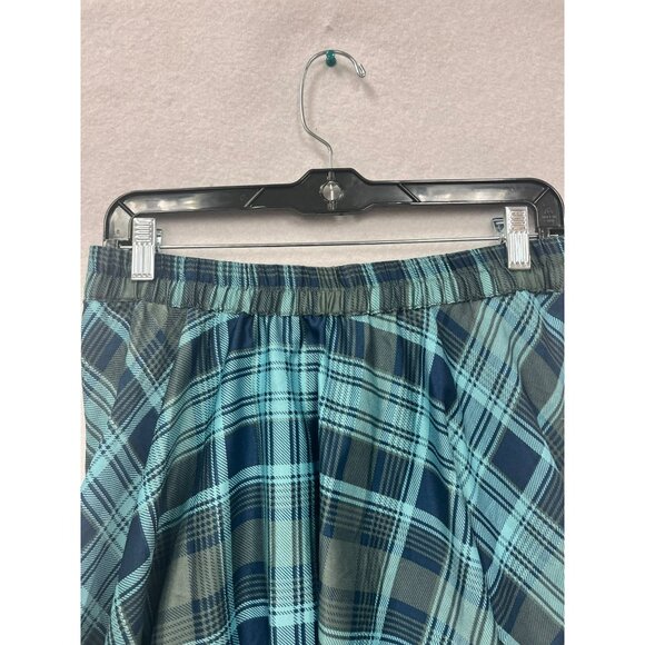 Flint & Moss Womens Plaid Blue/Green Polyester Midi Skirt #6304 - Picture 5 of 8